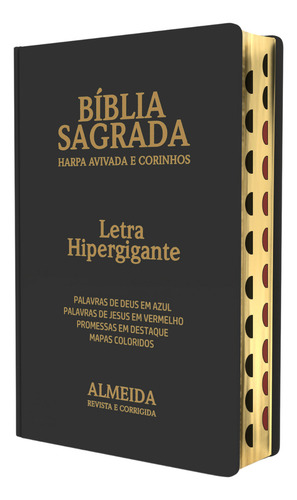 Biblia Sagrada Letra Hiper Gigante: Harpa & Corinhos Luxo Preta, De Jaboque. Palavras De Jesus Em Vermelho, Vol. Único. Editorial Jaboque Livraria Cristã, Capa Mole, Edição Atual Em Português, 2025