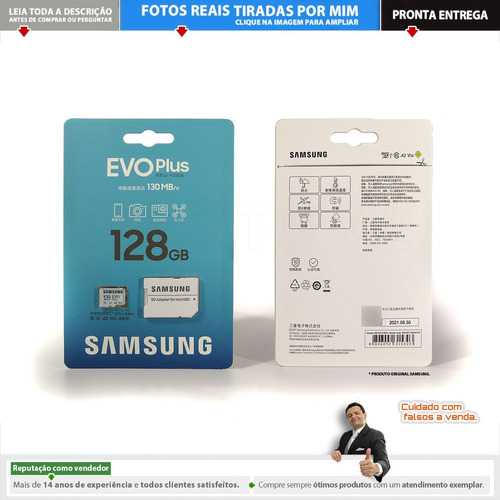 Imagem 1 de 10 de Microsd Evo Plus 128gb C10 Mb-mc128ka Original Samsung | P1 