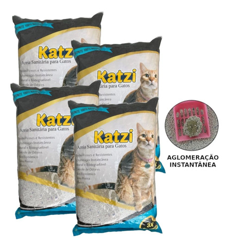 Kit 4 Areias Sanitária Para Gatos 4kg Cada Com Controle De O