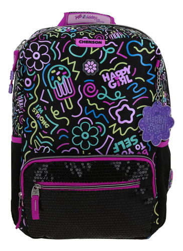 Mochila Escolar Grande Chenson Happy Girl Nion Hg70496-3