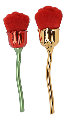 Cepillo Para Polvo De Uñas Rose, Moldeado A Presión, 2 Unida