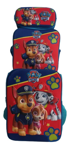 Kit Mochila Primaria Jumbo+lonchera+lapicera 3d Envío 3pzas Paw Patrol 3d Con Luz Lisa