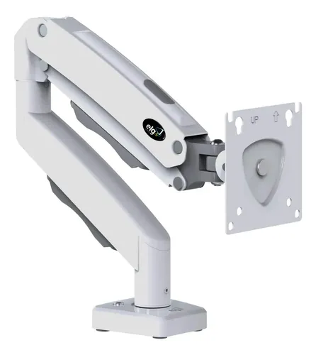 Suporte Articulado Mesa Monitor 17 a 35 Polegadas 9kg ELG Pistão a Gás Giro 360° Altura 14 a 42cm Avanço 54cm VESA 100x100 Branco F80W