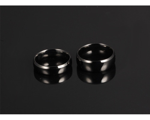 Imagen 3 de 7 de Par De Anillos De Acero Inoxidable Pavonado Negro - 691