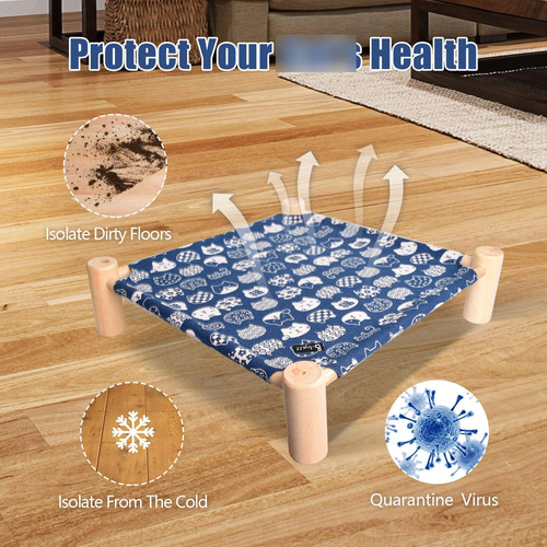 Cama Hamaca Elevada Para Gatos Y Perros Portátil Y Desmontab Azul, (blue Cats) Diseño