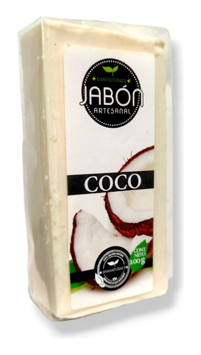 Jabón Artesanal De Coco Natural Vegano 100gr.