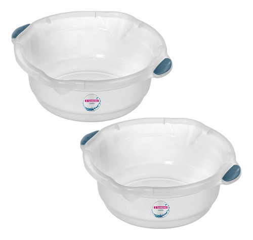 Kit 2 Bacia De Plastico 14 Lt Sanremo Transparente Reforçada Cor Incolor