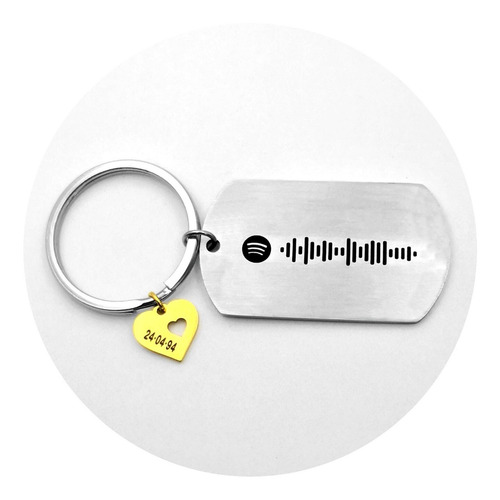 Llavero Acero Personalizado Calendario, Spotify Y Corazón