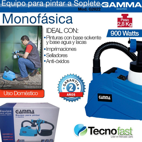 Equipo De Pintar Gamma 900w A Soplete G2822 + Regalo Gtia