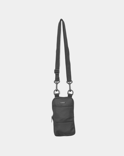 Cartera Bandolera Porta Cel En Cuero Sintético Negro Bourbon Negro Lisa Níquel Negro