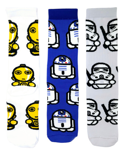 Calcetas Star Wars Stormtrooper R2-d2 C-3po 3 Pack
