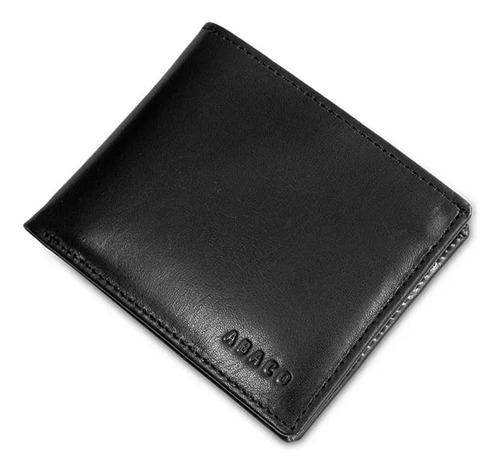 Billetera Cuero Negro Curtido Vegetal Bifold - Abaco Solid