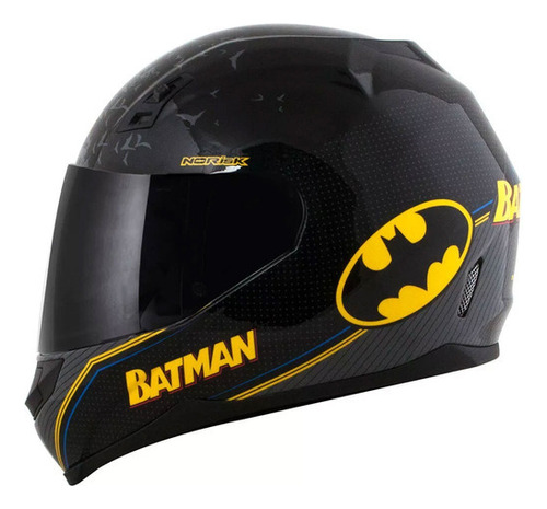 Capacete Norisk Ff391 Stunt Batman Symbol Cor Preto Tamanho do capacete 56/S