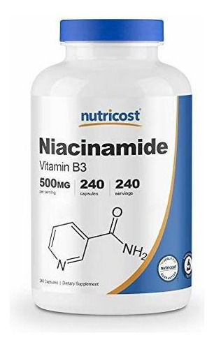 Nutricost Niacinamida (vitamina B3) 500 Mg, 240 Cápsulas - 