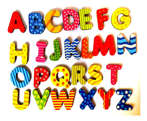Imagen 2 de 3 de Encaste Letras Didáctico Madera Abecedario Completo Colores