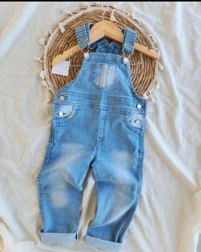 Imagen 2 de 8 de Jardinero Jean Bebe Denim Elastizado Unisex, Nildé.baby