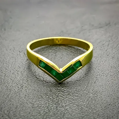 Anillo Pico Oro 18k Esmeraldas T18