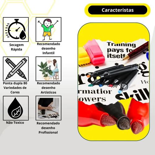 Bfbfestojo Canetinhas Marcadoras Ponta Dupla 168 Cores Compa