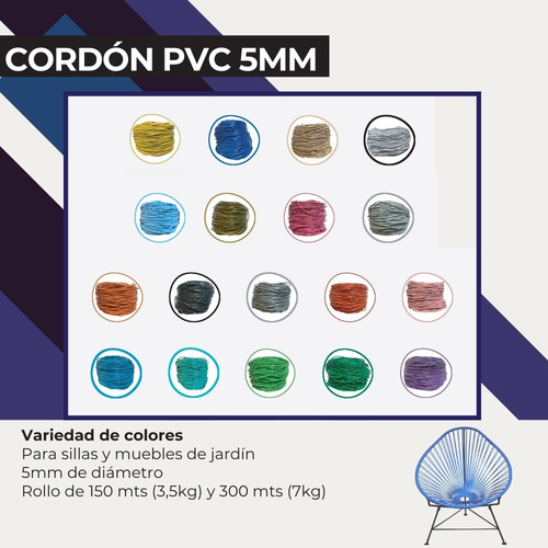 150 Mts Rollo De Cordón De Pvc 5mm 3,5 Kg Verde Manzana