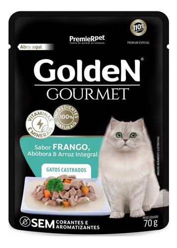 Sachê Golden Gourmet Gato Adulto Castrado  Sabor Frango 70g