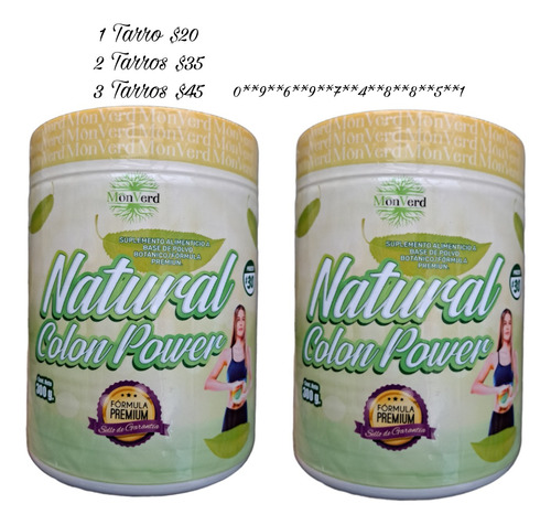 Natural Colon Power 2 Tarros Polvo Desintoxica Y Desinflama 