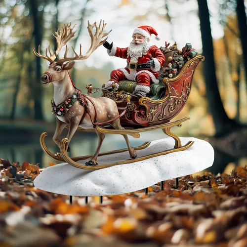 El Jardín De Papá Noel Montado En Un Reno, Regalo, Pile Gro