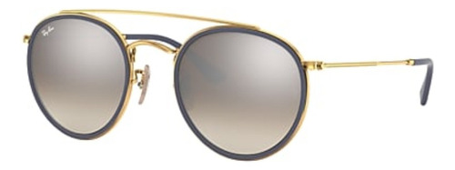 Gafas De Sol Ray-ban Round Double Bridge Metal Unisex Color de la lente Plateado Color del armazón Dorado Diseño Espejeada