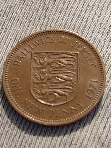 Moneda De Yersey 1 Nuevo Penique Año 1971 Bronce Km # 30