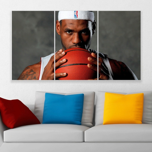 Cuadro Triptico Lebron James Básquet Canvas Personalizado