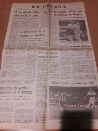 Tapa Diario La Prensa 06 03 1980 River Cinturón Ecológico (Usado)