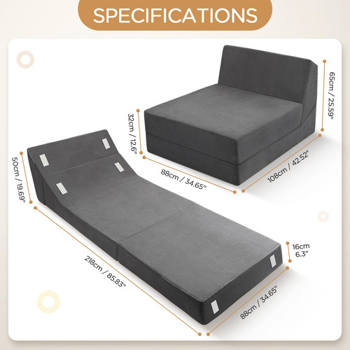Panghuhu88 Sofá Cama Plegable De Espuma 3 En 1 Sofá Cama