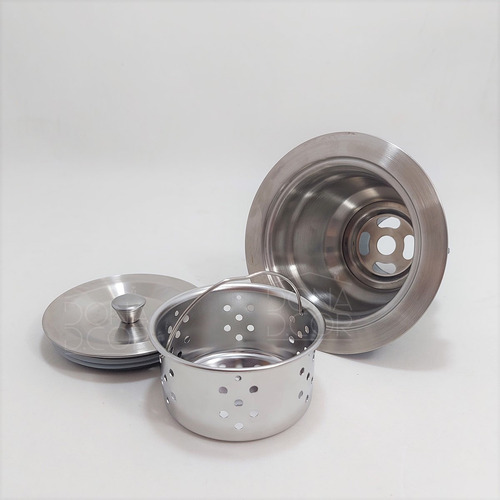 Valvula Ralo Cozinha 4 1/2 Para Cuba Estilo Fazenda Granito Acabamento Fosco Cor Prata Inox