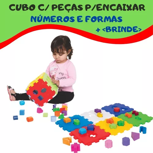 Brinquedo Infantil Educativo Blocos de Encaixe Montar Jogo Para Bebe 12  Peças Formas Geométricas Colorido