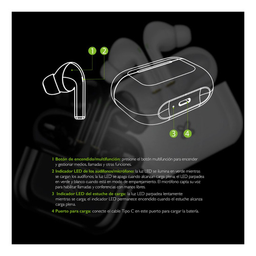 Auriculares Klipxtreme Tunefi Kte-050bk Inalámbrica (tws)
