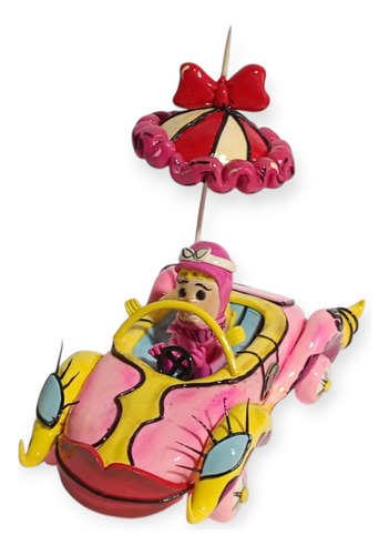 Adorno Para Torta Coleccionable Compact Pussycat Autos Locos Rosa Chicle Autos Locos