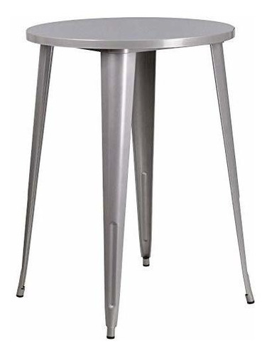 Flash Furniture 30 Round Silver Metal Indooroutdoor Juego De