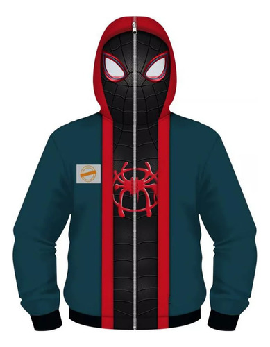 Sudadera Spiderman Miles Morales Cremallera Cosplay Ninos