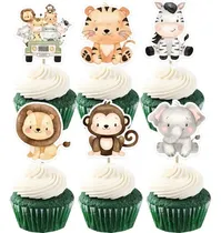 Comprar 40 Cake Toppers Cupcake Decoracion Animalitos Cumple Safari