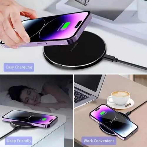 Cargador Inalámbrico Para Samsung Iphone Carga Rápida 15w Blanco