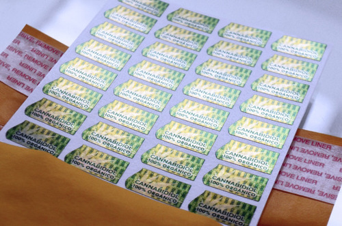 Holograma Cannabidiol 100% Org / 336 Pzs 20mm Color Holografico Diseño Impreso Cbd 100% Organico B