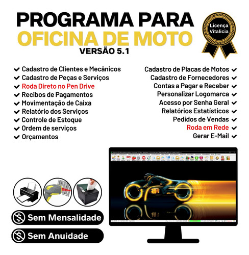 Programa Os Oficina Para Moto Com Check List +foto V5.1 Plus
