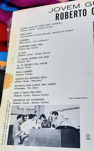 Lp Vinil Roberto Carlos Jovem Guarda 1965 (Usado)
