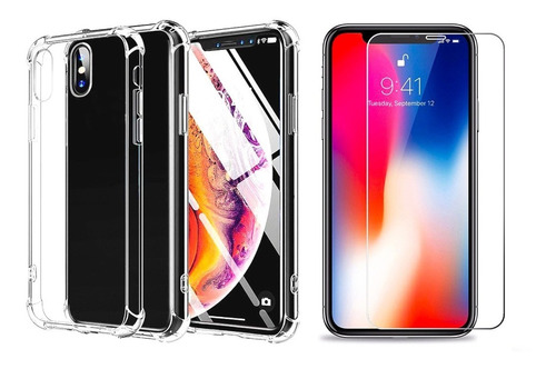 Carcasa Reforzada Para iPhone XS Max + Mica Vidrio 