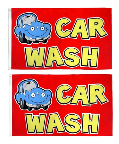 2 Banderas Publicitaras Auto Lavado Car Wash Tela Flagbanner