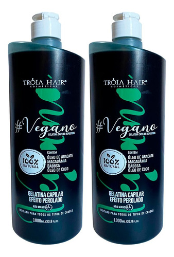 Tróia Hair 2 Alisamento Vegana 1000ml Cada Gelatina Alisante