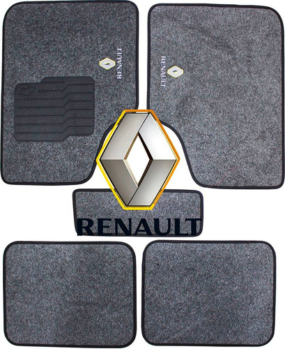 Tapete Grafite Automotivo Carpete 5 Peças Universal Renault