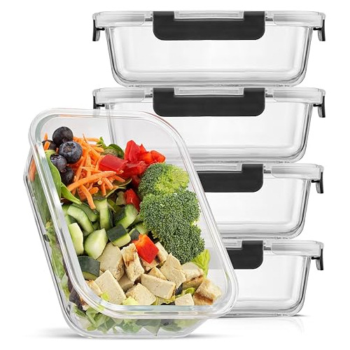 Joyjolt Glass Food Storage Containers With Lids. 5 4llvk