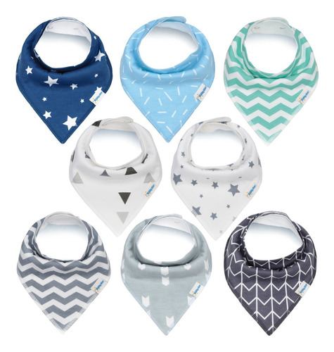 Paquete De 8 Divertidos Baberos Bandana Para Beb&eacute;s Ki