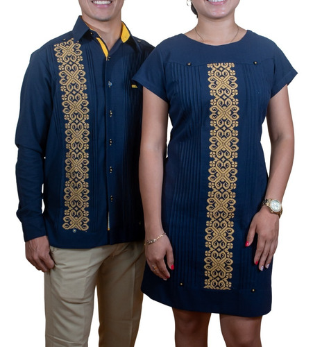 Duo Guayabera Y Vestido Modelo Izamal, Incluye Las 2 Piezas