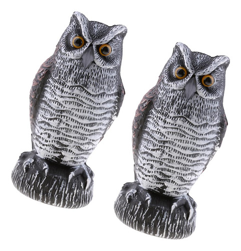 2pc Owl Decoy Estatua Espantapájaros Para Asustar Pájaros